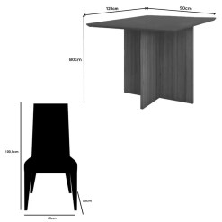 Mesa De Jantar Helo 120x90cm Com Vidro E 4 Cadeiras California Em Linho Estofadas Poliman 70941
