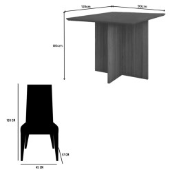 Mesa De Jantar Helo 120x90cm Com Vidro E 4 Cadeiras Giulia Em Veludo Estofadas Poliman 64139