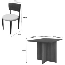 Mesa De Jantar Helo 120x90cm Com Vidro E 4 Cadeiras Maldivas Em Linho Madeira Poliman 86712