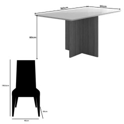 Mesa De Jantar Helo 160x90cm Com Vidro E 6 Cadeiras California Em Linho Estofadas Poliman 43500