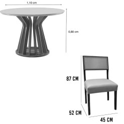 Mesa De Jantar Ilheus Redonda 110cm Com 4 Cadeiras Grecia Em Linho Madeira Lj Moveis 27470
