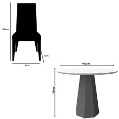 Mesa De Jantar Isis Com Vidro Redonda 100cm E 4 Cadeiras California Em Veludo Estofadas New Ceval 14295