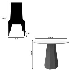 Mesa De Jantar Isis Com Vidro Redonda 100cm E 4 Cadeiras Giulia Em Linho Estofadas New Ceval 59285