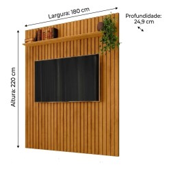 Painel Roma 180cm Com Prateleira Ripado Para Tv Ate 65 Polegadas Rv Moveis 72662