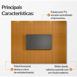 Painel Roma 230cm Sem Prateleira Ripado Para Tv Ate 75 Polegadas Rv Moveis 12745