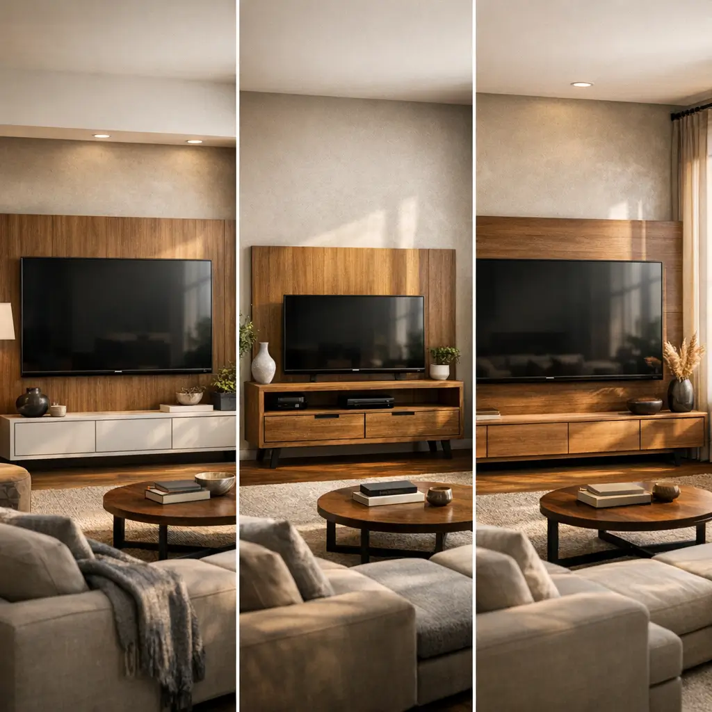 Painel para TV: como escolher o tamanho certo, 3 opções de painel com TV e rack na sala