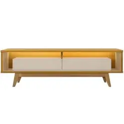 Rack Roma 180cm Para Tv Ate 65 Polegadas Com Led E 2 Gavetas Rv Moveis Cinamomo Off White 99086