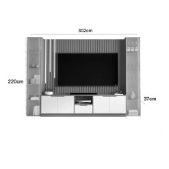 Rack Com Painel Tucuma Ripado 2 3 Sem Prateleira 2 Torres Com Led Cascata 6 Portas 1 Gaveta Jb Bechara 59633