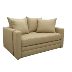 Sofa Cama Recife Casal Retratil Com Colchao Tecido Linho 155cm Jc Estofados Bege 88197