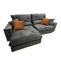 Sofa Gran Best Em Veludo 4 Lugares Retratil E Reclinavel 250cm Aifos Bege 51762