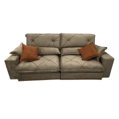Sofa Gran Best Em Veludo 4 Lugares Retratil E Reclinavel 250cm Aifos Cinza 13049