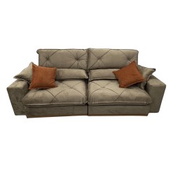Sofa Gran Best Em Veludo 4 Lugares Retratil E Reclinavel 250cm Aifos Cinza 13049