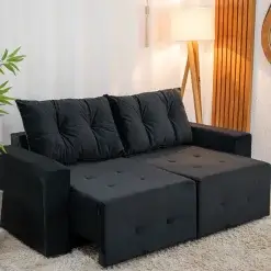 Sofa Havai 2 Lugares Retratil E Reclinavel 180cm Tecido Veludo Felipe Estofados 21656