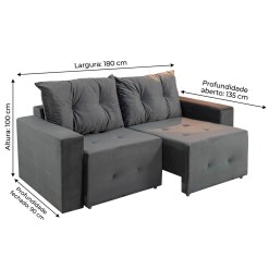 Sofa Havai 2 Lugares Retratil E Reclinavel 180cm Tecido Veludo Felipe Estofados 95586