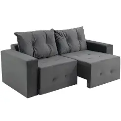 Sofa Havai 2 Lugares Retratil E Reclinavel 180cm Tecido Veludo Felipe Estofados Cinza 85542