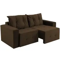 Sofa Havai 2 Lugares Retratil E Reclinavel 180cm Tecido Veludo Felipe Estofados Marrom 81952