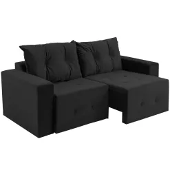 Sofa Havai 2 Lugares Retratil E Reclinavel 180cm Tecido Veludo Felipe Estofados Preto 33653