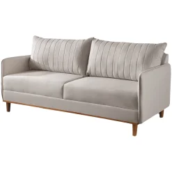 Sofa Living Persa Em Linho 3 Lugares Com Almofadas Soltas 200cm House Decor Bege 97725