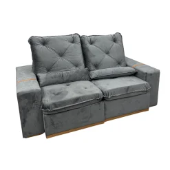 Sofa Rio 3 Lugares Em Veludo Retratil E Reclinavel 200cm Aifos Cinza 67009