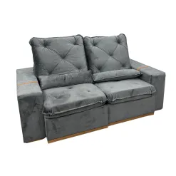 Sofa Rio 3 Lugares Em Veludo Retratil E Reclinavel 200cm Aifos Cinza 67009