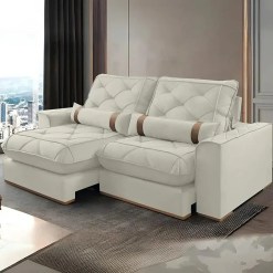 Sofa Vicam 029 Dubai Em Linho Com Molas Ensacadas 4 Lugares Retratil E Reclinavel 250cm 72261