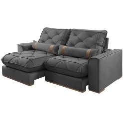 Sofa Vicam 029 Dubai Em Linho Com Molas Ensacadas 4 Lugares Retratil E Reclinavel 250cm Cinza 26723