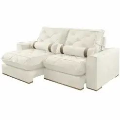 Sofa Vicam 029 Dubai Em Linho Com Molas Ensacadas 4 Lugares Retratil E Reclinavel 250cm Marfim 81535