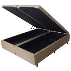 Base Bau Kwid Queen Em Linho 41x158x198cm Dream House Bege 91717