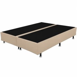 Base Box Bipartida King Em Veludo Universal 37x203x193cm Bege 62597