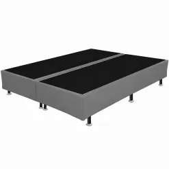 Base Box Bipartida King Em Veludo Universal 37x203x193cm Cinza 59469