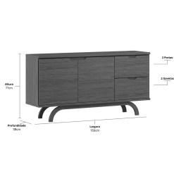 Buffet Vicenza 2 Portas E 2 Gavetas New Ceval 75147
