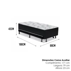 Cama Box Union Com Auxiliar Solteiro Ortopedica 88x188x43cm Ortobom 30592