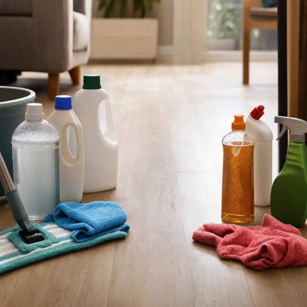 Como limpar piso vinílico sem estragar o revestimento, mop, panos e produtos de limpeza no chão