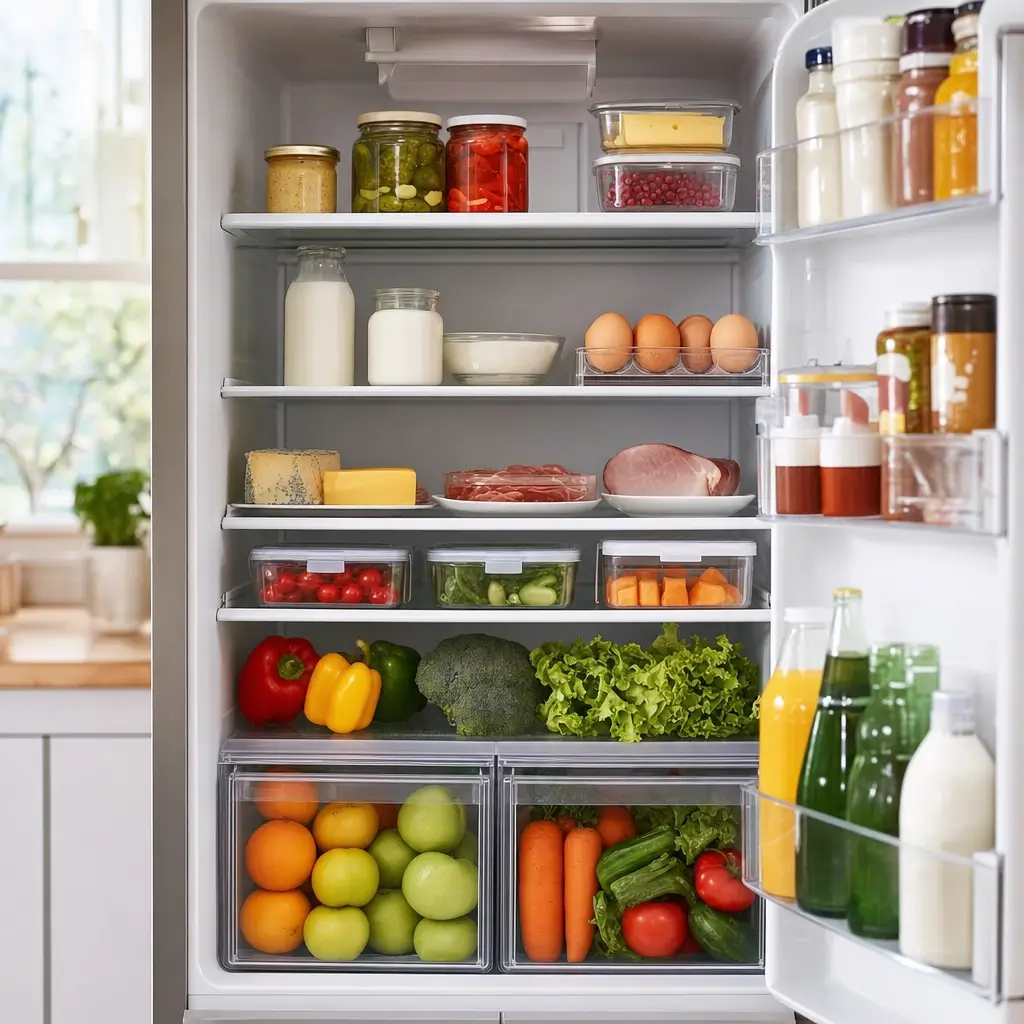 Como organizar geladeira e fazer comida durar mais com potes, ovos, leite, frutas e verduras organizadas