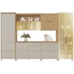 Cozinha Marquesa Completa 6 Pecas 9 Portas 6 Gavetas Nesher Cinamomo Off White 50957