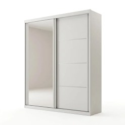 Guarda Roupa Angra Solteiro Com Espelho 2 Portas 2 Gavetas Bianchi Branco 25390