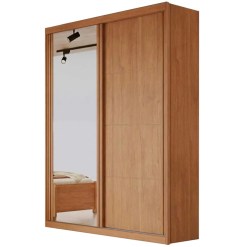 Guarda Roupa Angra Solteiro Com Espelho 2 Portas 2 Gavetas Bianchi Nature 97082