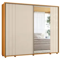Guarda Roupa Dali Casal Com Espelho 2 Portas 8 Gavetas Madetec Cinamomo Off White 70985