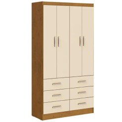 Guarda Roupa Napoles Solteiro 4 Portas 6 Gavetas San Marino Noce Perola 41662
