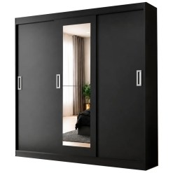 Guarda Roupa New Santiago Casal 3 Portas 2 Gavetas Com Espelho Evidencia Preto 40385