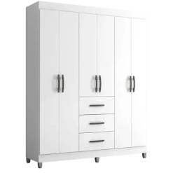 Guarda Roupa Sevilha Poquema Casal 6 Portas 3 Gavetas Branco 45213