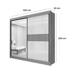 Guarda Roupa Titanium Ripado Casal Com Espelho 2 Portas 6 Gavetas D Doro 54254