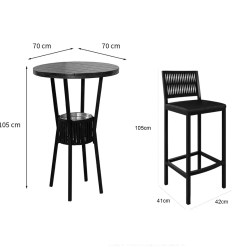 Mesa Bistro Bar Com 3 Banquetas Barcelona E Cooler Em Corda Nautica Paonanda 15811