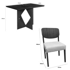 Mesa De Jantar Madrid 120x80cm Com 4 Cadeiras Barcelona Em Linho Madeira Minas Plac 53853