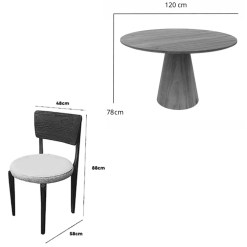 Mesa De Jantar Paris Redonda 120cm Com 4 Cadeiras Maldivas Em Linho Madeira Minas Plac 60852