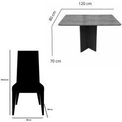 Mesa De Jantar Salina 120x80cm Sem Vidro Com 4 Cadeiras California Em Linho Estofadas Cel Moveis 86811