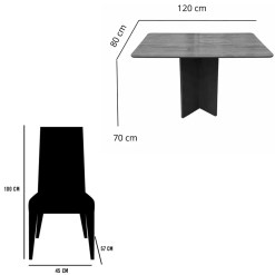 Mesa De Jantar Salina 120x80cm Sem Vidro Com 4 Cadeiras Giulia Em Veludo Estofadas Cel Moveis 10213