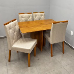 Mesa De Jantar Salina 120x80cm Sem Vidro Com 4 Cadeiras Jasmim Em Veludo Estofadas Cel Moveis 93356