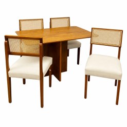 Mesa De Jantar Salina 120x80cm Sem Vidro Com 4 Cadeiras Oiti Em Linho Madeira Cel Moveis Cinamomo Com Tecido Bege 32985