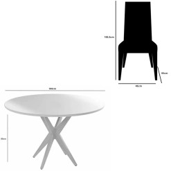 Mesa De Jantar Simpatia Com Vidro Redonda 108cm Com 4 Cadeiras California Em Veludo Estofadas Jcm 25799